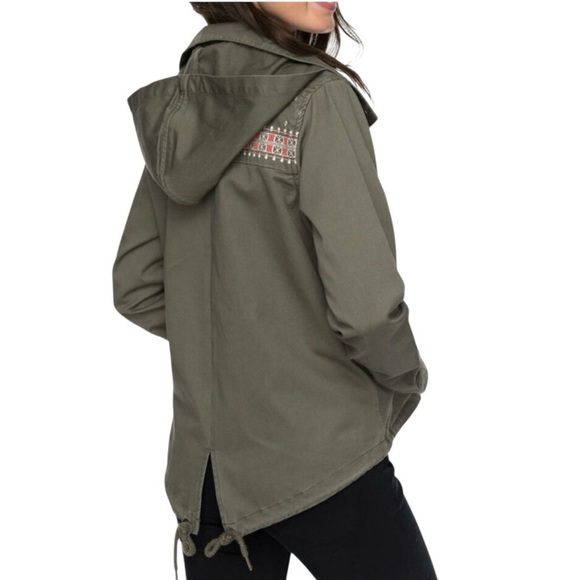 Roxy Jackets & Blazers - ROXY Watch The Sunrise Utility Jacket Zip Up Snap Embroidered Removable Hood